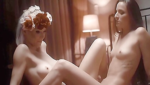 Sexy brunette hair with her pussy and ass fucking